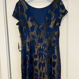 Adrianna Papell Navy & Gold cocktail dress